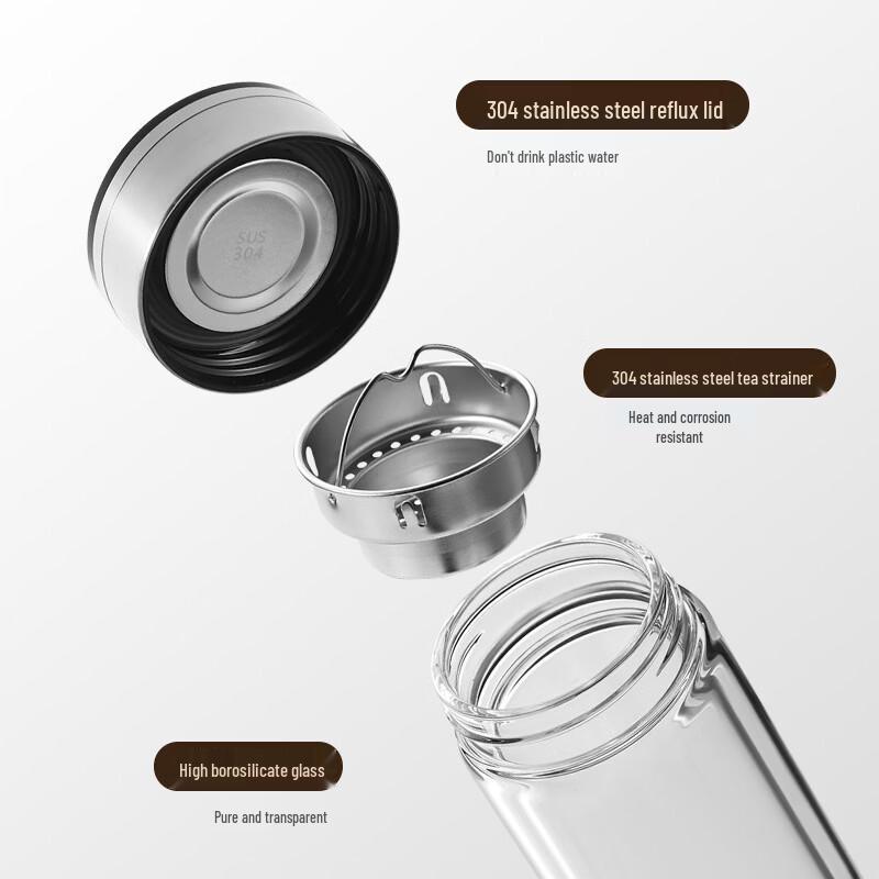 350ML Double Wall Glass Tea Mug with Handle