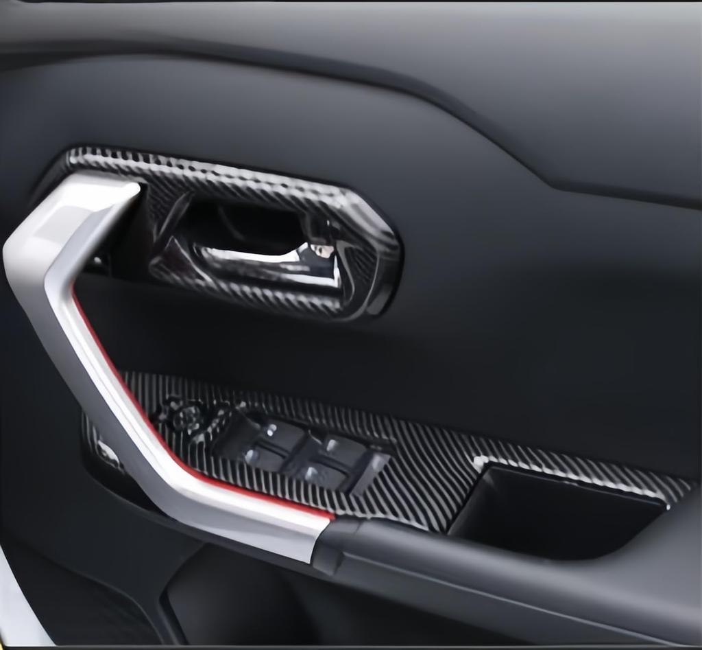 Yearnify Interior Door Handle Cover Panel Knob Frame Cover Door Window Button Panel Set for Toyota Raize 2019 Fiber + (200 Series, onwards) (Carbon