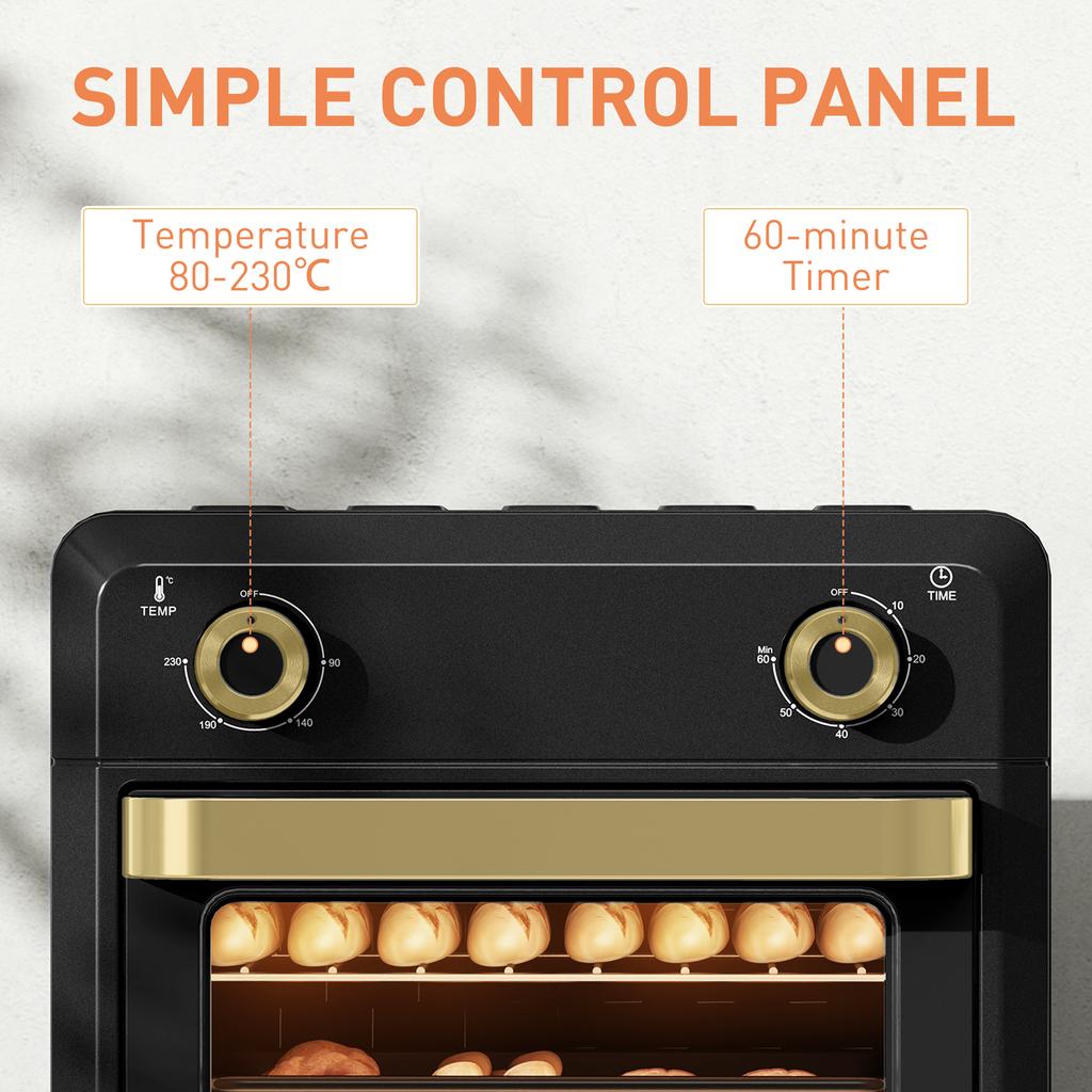 10L Air Fryer Oven Mini Oven Oil Free Cooking Grill Roast Bake With Adjustable Temperature Timer Dishwasher Safe 1000W Black