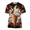 3D Gedrucktes Eiscreme T-Shirt Für Männer Schokoladen-Dessert Muster T-Shirts Sommer Lässig Locker Rundhals Kurzarm Oberteile Kinder T-Shirts