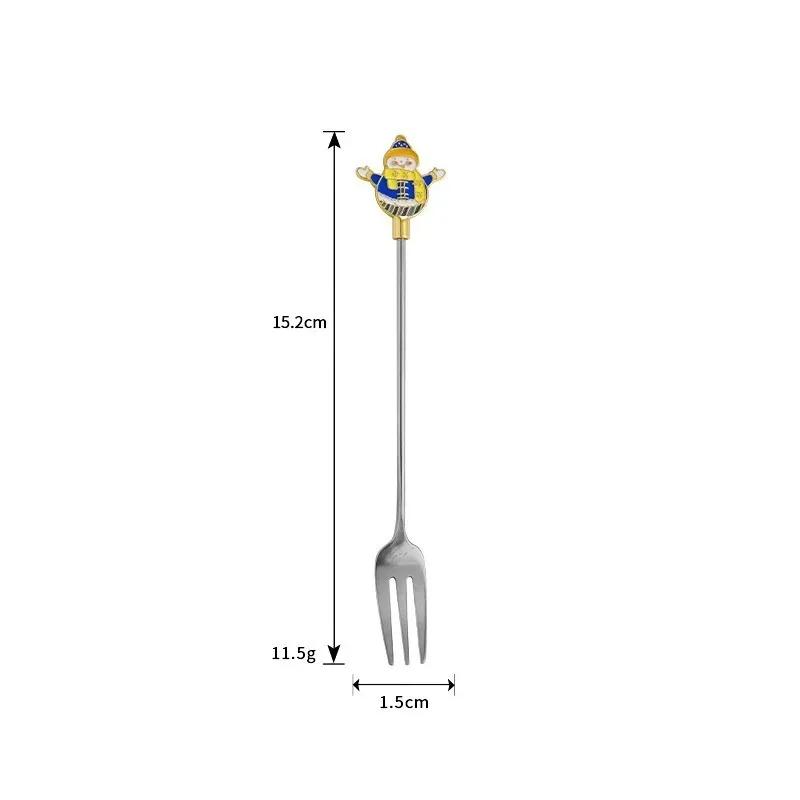 

Christmas Spoon and Fork Cartoon Santa Snowman Reindeer Design Coffee Scoop Dessert Fork Ideal for Holiday Gift Party Tableware