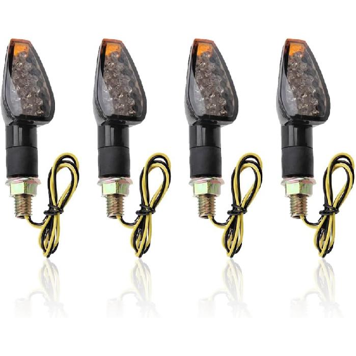 4PCS Motorcycle Turn Signals,14LED Front+Rear Motorcycle Blinkers With Cool Amber Lamp,12V Motorcycle Turn Signal Light Compatible With Yamaha