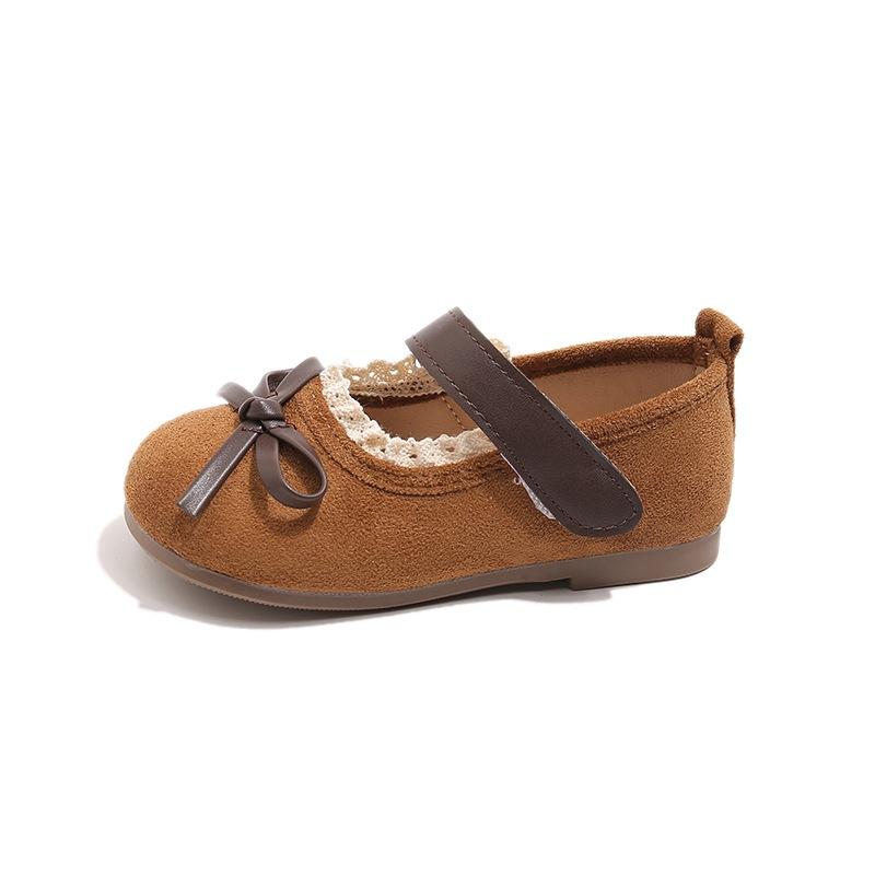 TS JYL JK131 Girls Lace Bowknot Leather Shoes Soft Sole Versatile Princess Shoes For Small Kids