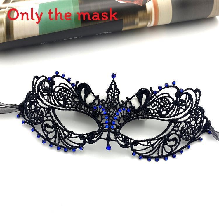 Halloween Lace Mask With Rhinestones For Costume Party And Kids Adults