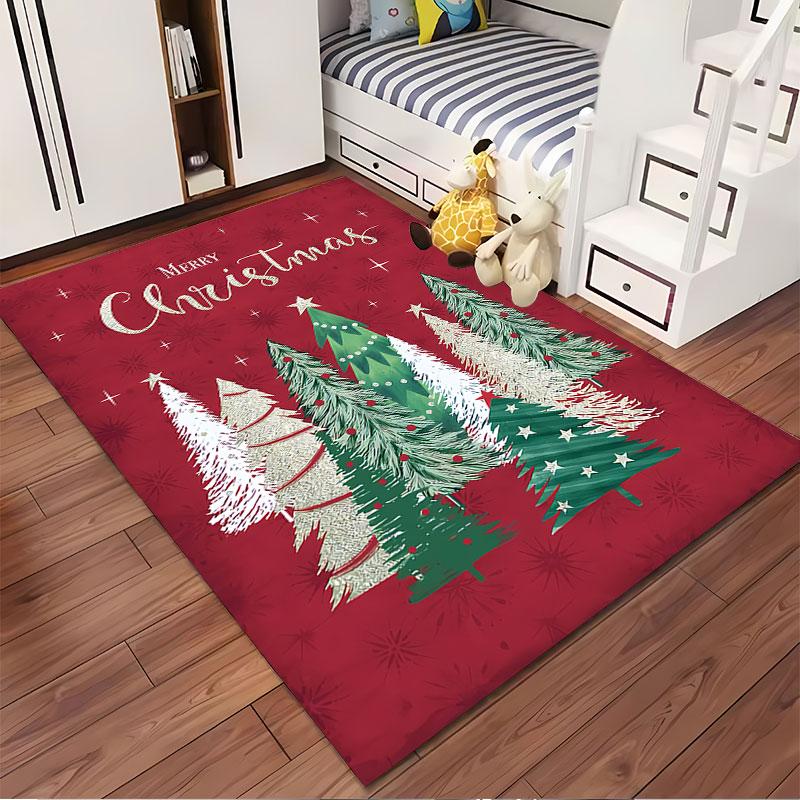 Merry Christmas Tree Design Carpet suitable as a non-slip mat for the living room or bedroom sofa