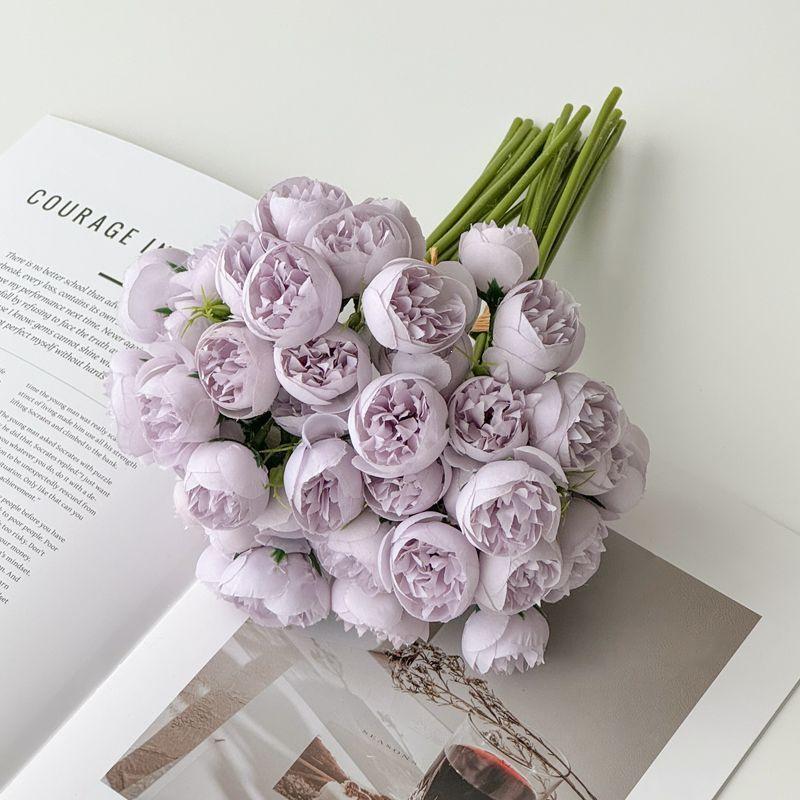 27-Head Small Rose Peony Artificial Bouquet for Home Decor or Photography Props
