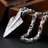 Vintage Viking Spear Pendant Norse Rune Necklace Stainless Steel Amulet Jewelry Gift for Men Women