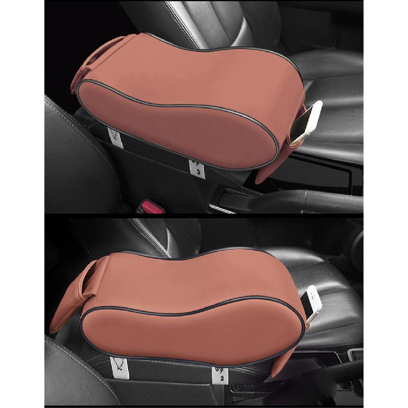 Leather Sponge Car Truck Center Armrest Heighten Pad Storage Bag