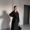 2025 Cross-border European and American Women's Clothing Amazon Large Lapel Casual Loose Lace-up Long Woolen Coat Coat