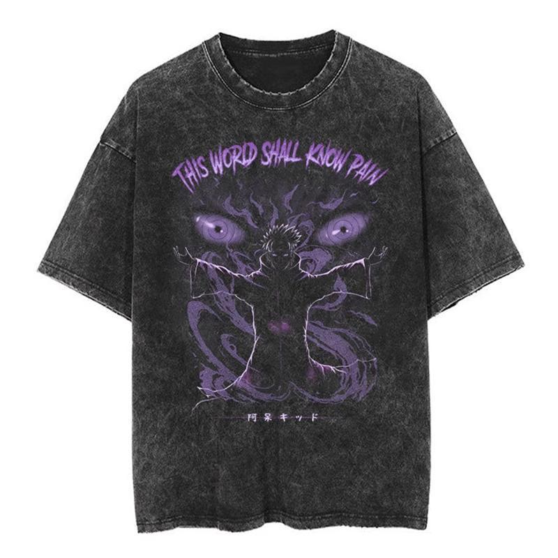 

Хлопковая футболка с принтом BANDAI Naruto NARUTO Мультяшное Аниме Оверсайз Уличный стиль Винтажная Выстиранная Футболка с коротким рукавом Мужская Модная M