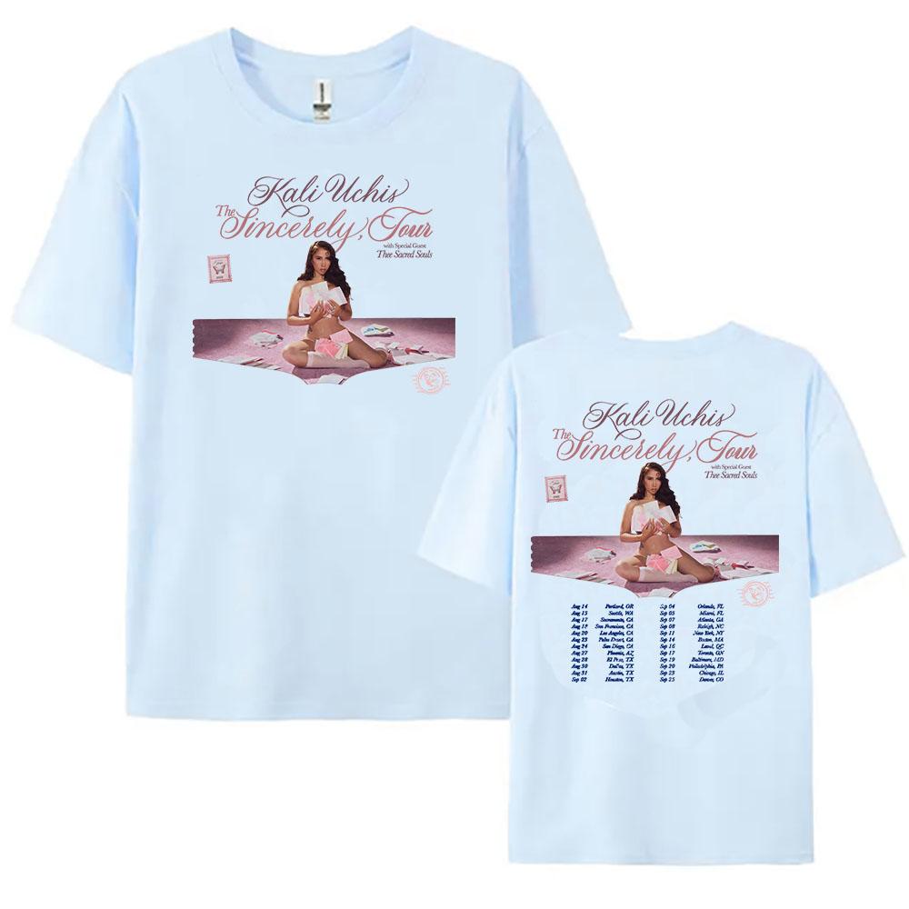 KALI UCHIS Sincerely Tour 2026 T-shirt Women Clothing Short Sleeve Cotton Loose Tshirts Streetwear Unisex Summer Female T Shirt