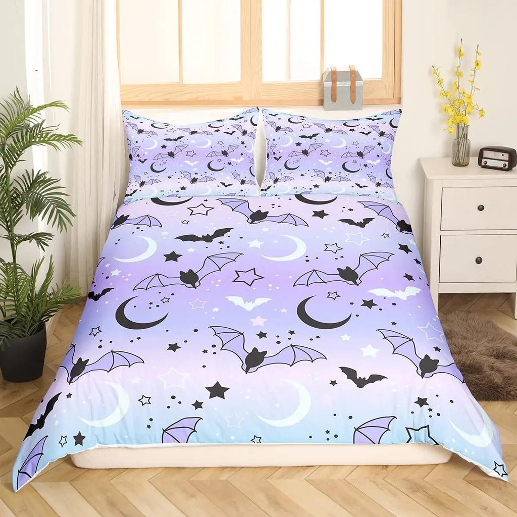 Fledermaus Bettwäsche-Set Gotischer Stil Wildtier Bettbezug für Kinder Jungen Mädchen Teenager Schlafzimmer Dekoration Full Queen King Bettwäsche-Set