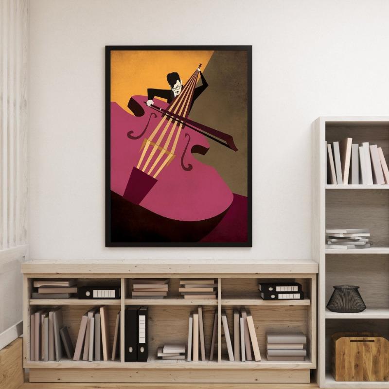 Mid Century Colorful Jazz Music Poster Instrument Player Trumpet Saxophone Canvas Painting Wall Art for Living Room Home Decor