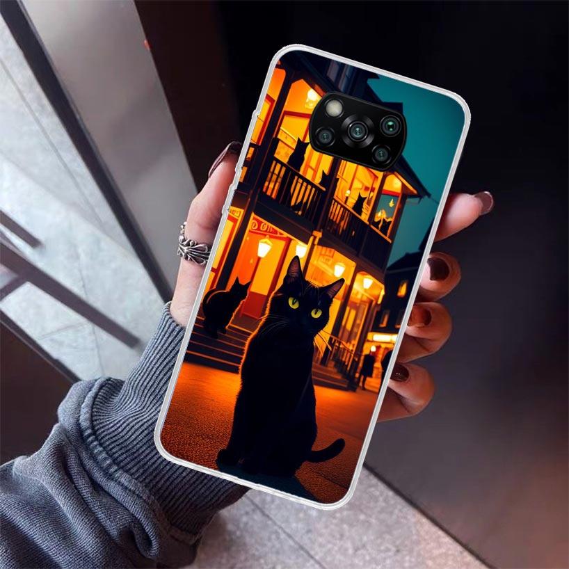 Anime Cat Rain Animal Phone Case For Xiaomi Poco X5 X6 X7 Pro F7 Ultra M7 Redmi 15C 15 13C 13 12C 12 10 10C 10A 9 9C 9T 9A Cover