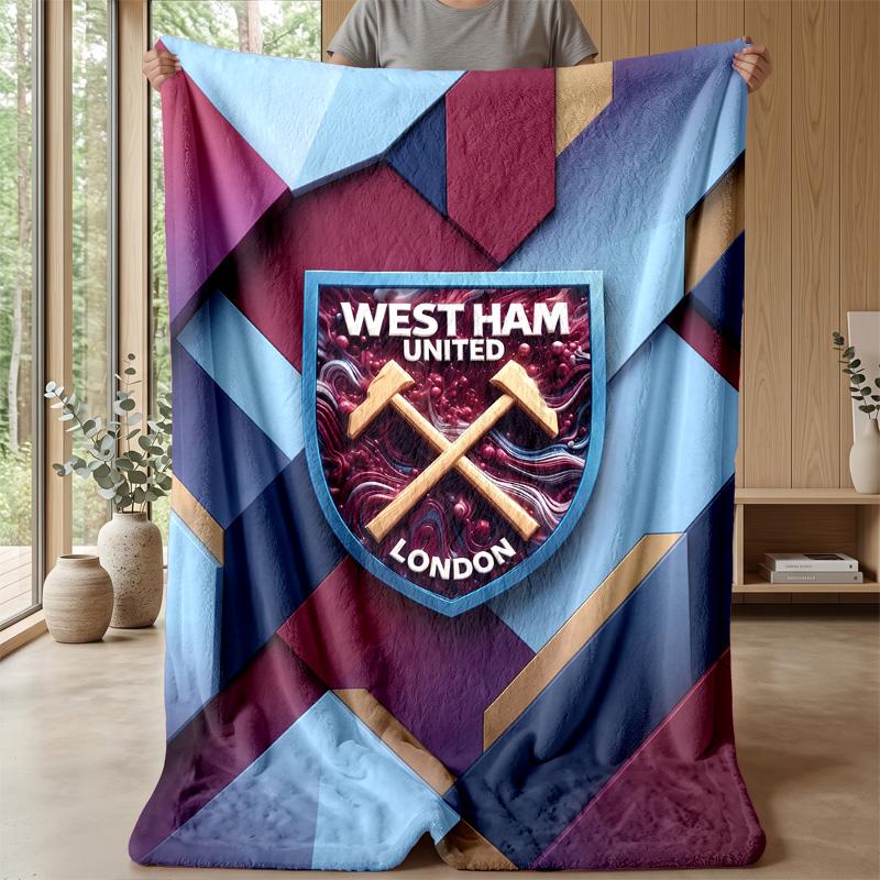 Coperta in Flanella con Stampa West Ham United, Morbida Calda Leggera Coperta da Divano Letto Campeggio