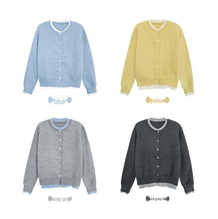 Highly Recommended: Women's Korean-Style Soft Knit Loose Cardigan - Two-Piece Look, Perfect for Spring