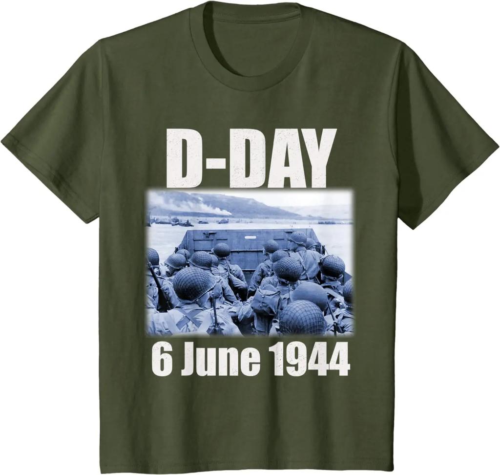 Design Rétro NorUnisexdy Atterrissages Jour J T-shirt 100% Coton Col Rond Été Manches Courtes Décontracté Unisexs T-shirt Taille S3XL