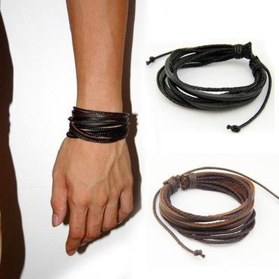 Männliche Lederarmbänder Armreifen für Männer Schwarz Braun Geflochtenes Seil Mode Handgelenkband Armband Männer Schmuck