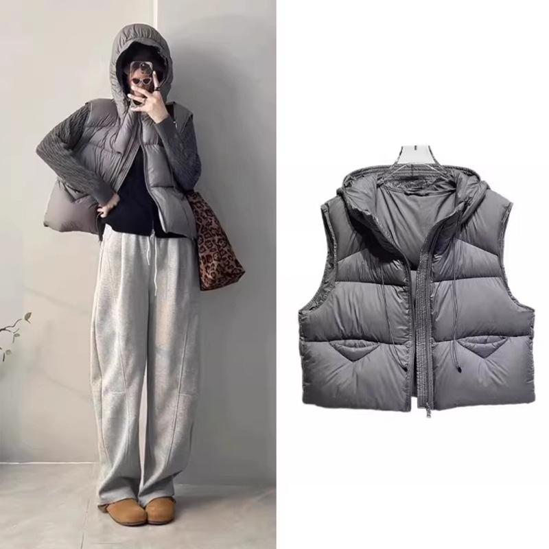 Puff Hooded Down Cotton Jacket Vest Women's Autumn New Soft Fluffy Versatile Loose Vest Women