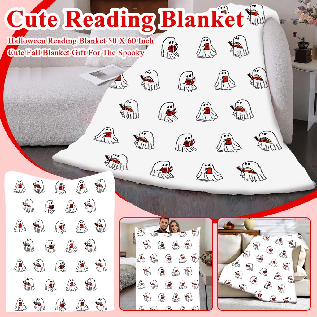Cute Reading Blanket, Halloween Reading Blanket 50 X 60 Inch, Cute Fall Blanket Gift For The Spooky