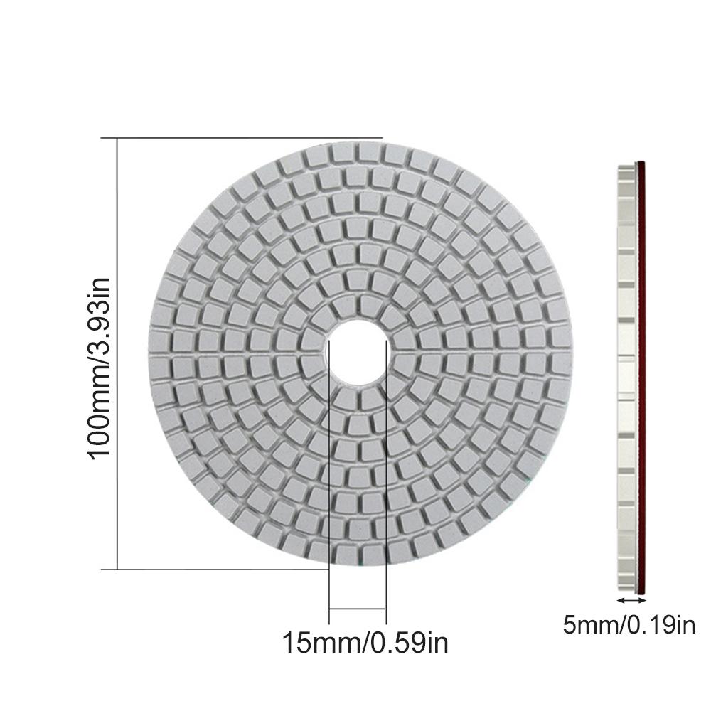 8pcs 4 Inch 100mm Diamond Polishing Pads Kit Wet/Dry for Granite Stone Concrete Marble Polishing Use Grinding Discs Set