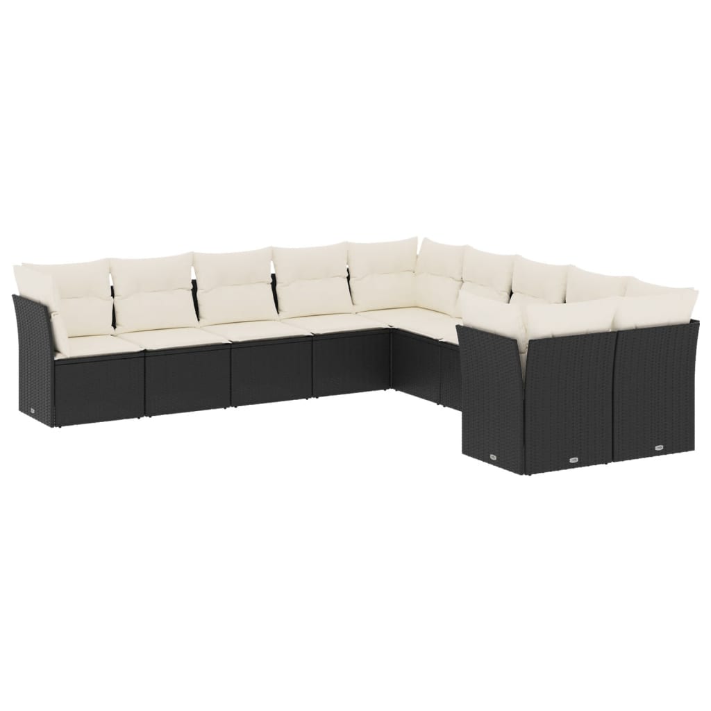 Vidaxl 10-Cz. Set da Giardino, Cuscini Rattan Nero Pe