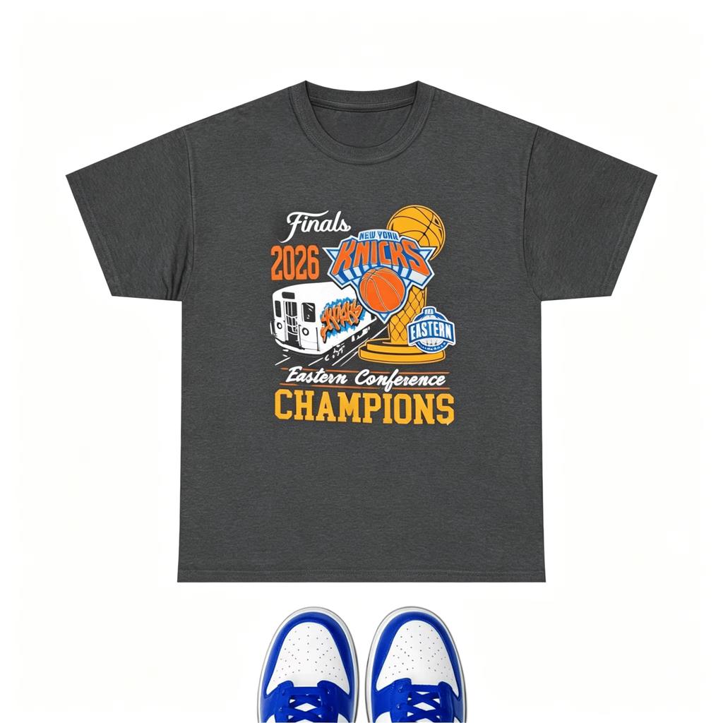 2026 Niujorko Knicks Rytų konferencijos čempionas Krepšinio spaudinys Unisex medvilninis marškinėlis, Vasaros kvėpuojantis Y2K stiliaus marškinėlis
