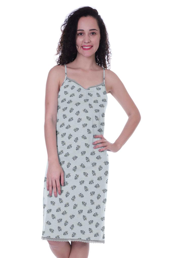 Moomaya Printed Spaghetti Strap Nightgown For Women  s Lace V-Neck Sleepwear