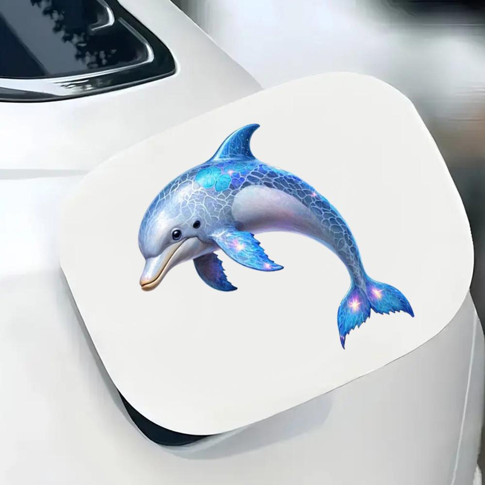 QT2383#15cm Speelse Gloeiende Dolfijn Auto Sticker, Geschikt voor Laptop, Auto, Vrachtwagen, Bestelwagen, SUV, Motorfiets, Bumper, Raam