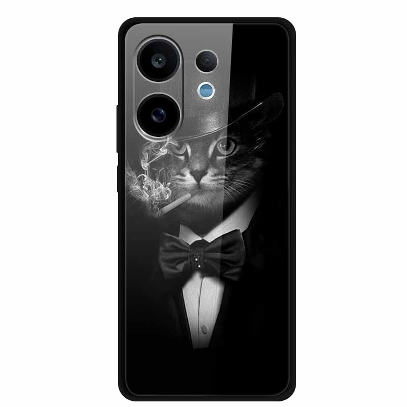 For Vivo V60 5G Glass Case Fashion Cool Animal Tempered Glass Back Cover Case For Vivo V 60 2025 Phone Cases 6.77" Fundas Coques