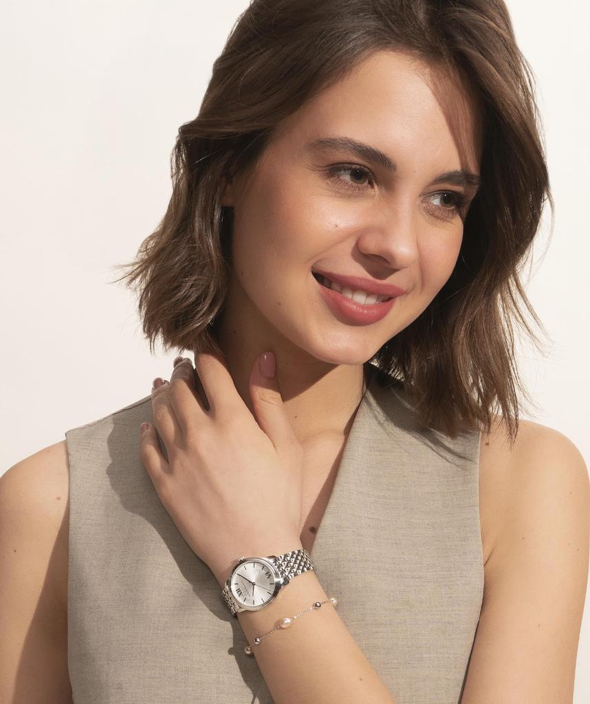 OLIVIA BURTON Classics Classic Silver with White Sunray Authentic Women's Watch, 24000129, 32mm, Swirl, Bracelet,