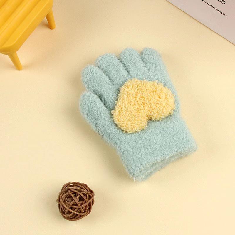 Luvas de Inverno Infantis Fofas de Urso Estilo Coreano - Quentes, À Prova de Frio, Design de Cinco Dedos para Meninos e Meninas