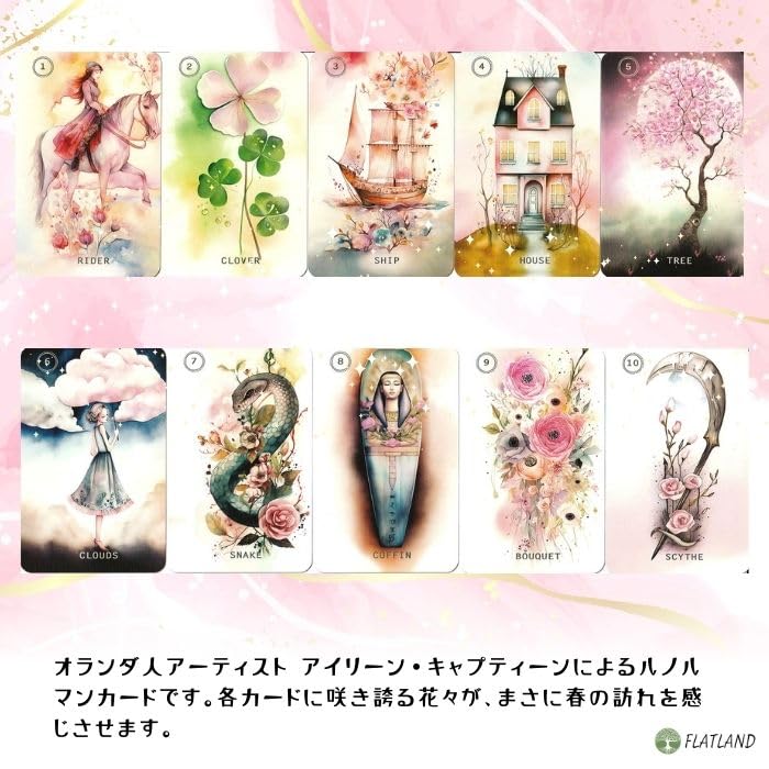 Sweet Blossom Lenormand Lenormand Card Fortune with Japanese Authentic Telling, Instructions,