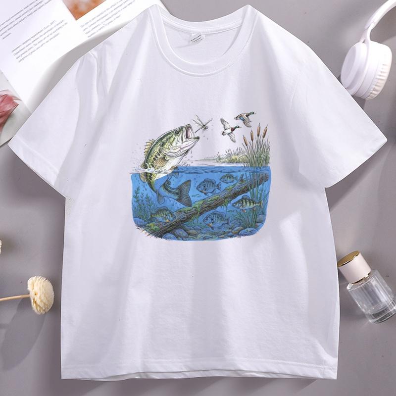 90s Bass River TShirt for Unisex Womens Unisex Graphic Tee Vintage River Wildlife Tee Cotton Short Sleeve T Shirt Summer Tops