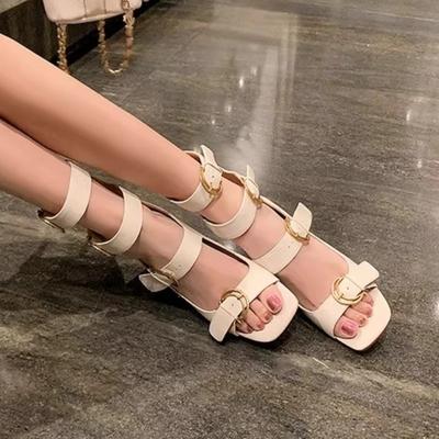 Fashion Heeled Sandals Designer Women  Shoes 2025 Square Toe Summer New Pumps Dress Chunky Shoes Open Toe Elegant Sandalias