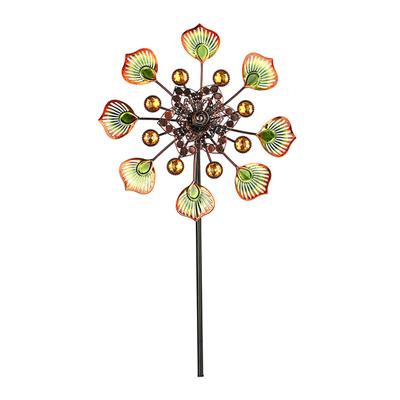 Vibrant Yellow Peacock Tail Rotating Windmill Iron Art for Outdoor Garden Decoration and Patio Ambiance