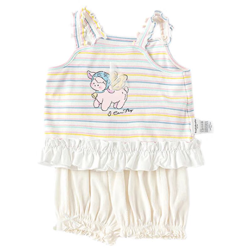 Balabala Girls Baby Summer Vest & Short Sleeve Set 110