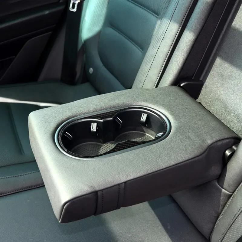 Lhd Car Interior Carbon Fiber Gear Shift Water Cup Holder Panel Decoration Sticker For Volkswagen Vw Touareg 2011-2018