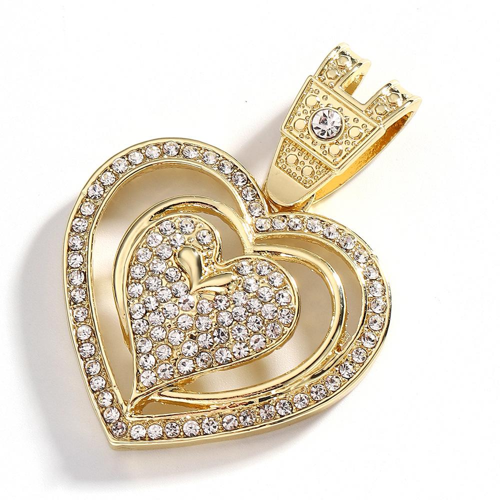 Plný diamantový love slitina přívěsek unikátní design srdce náhrdelník hip hop pánský náhrdelník