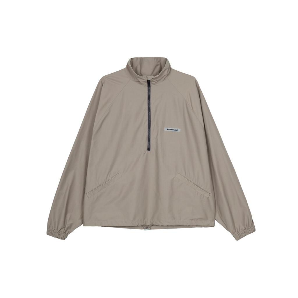 Fear of God Essentials High Collar Half-Zip Windbreaker with Drop Shoulders Unisex Windbreaker Cement FOG-FW20-359