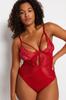 Women's Style Plus Size Red Lace Detailed Bodysuit