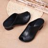 35-43 Thick-heeled Soft Leather Outer Slippers Fish Mouth Comfortable Versatile Mid-heeled Women Sandals Women's Mother's Shoes Women