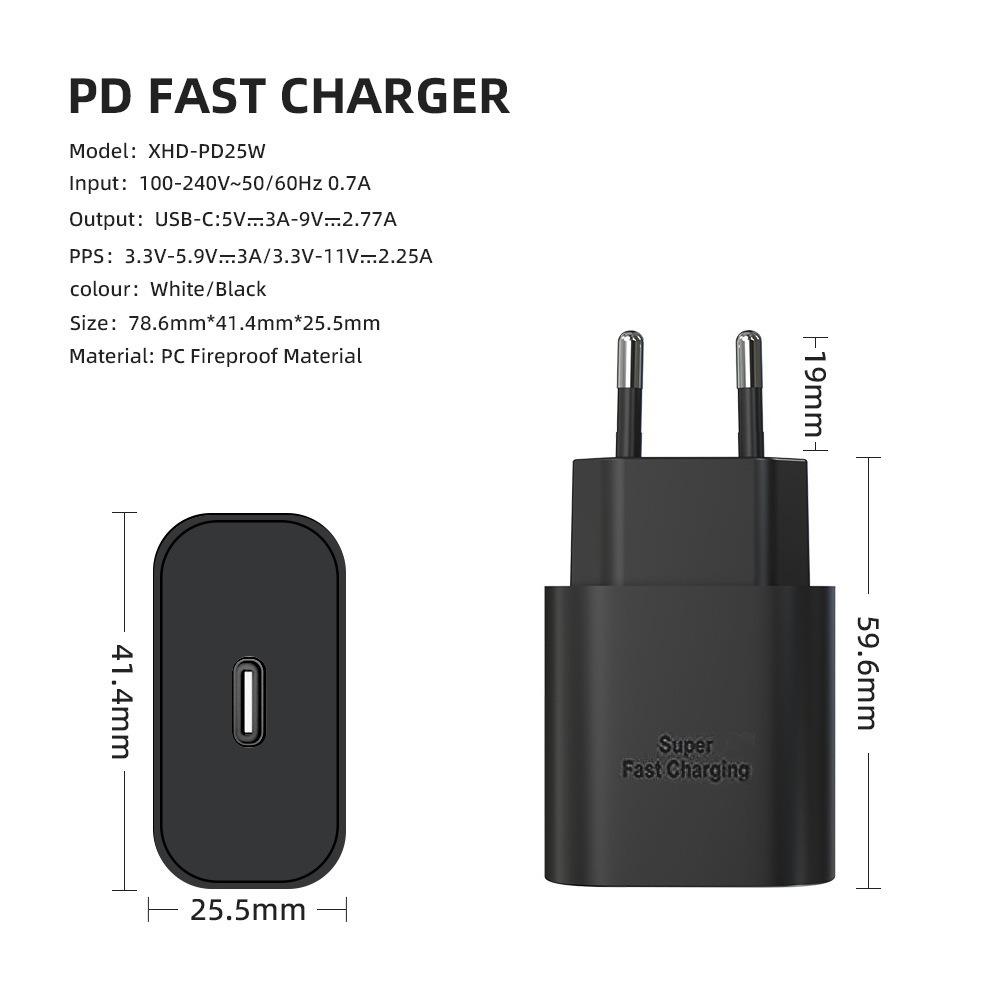 Samsung 25W Super Fast Charger with PPS Cable Set - Compatible with US, China, Europe Standards