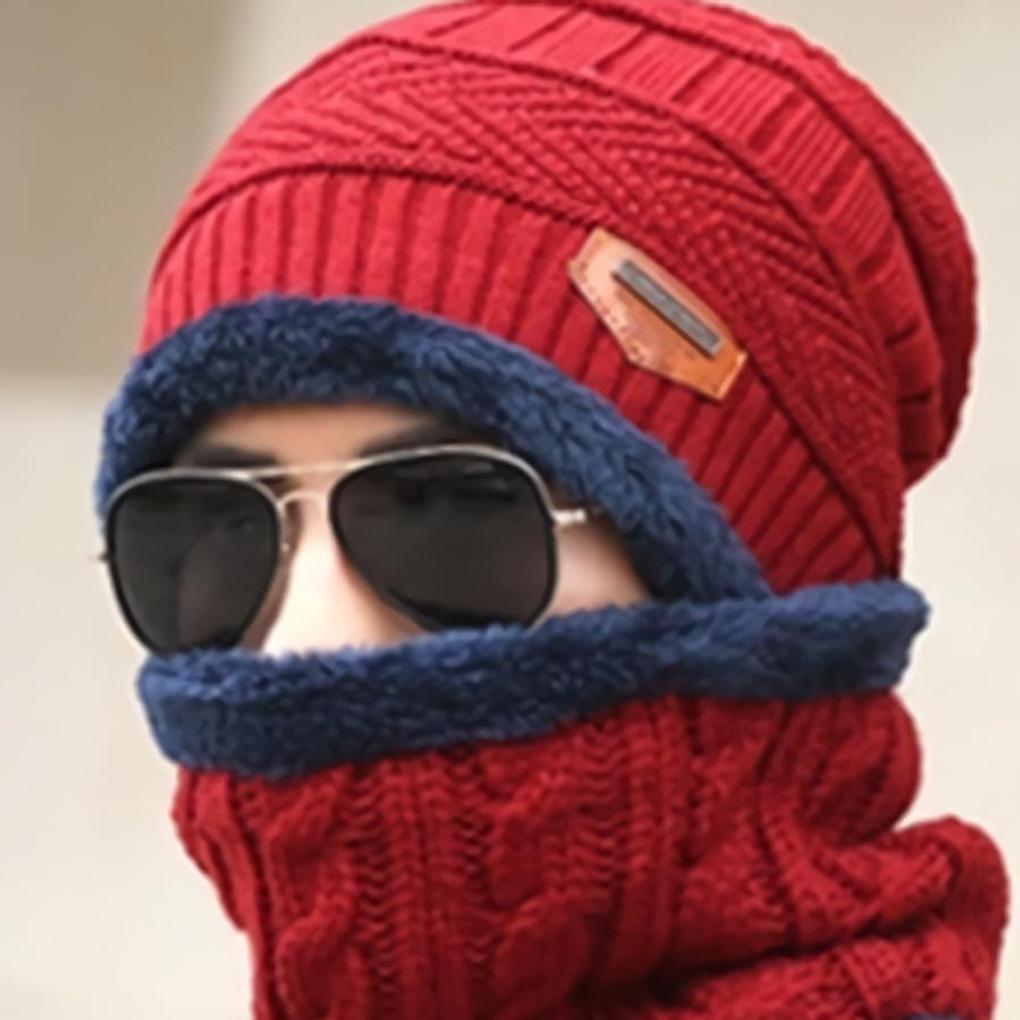 Men's and Women's Winter G Neck Warmer Set Winter Knit Short Beanie