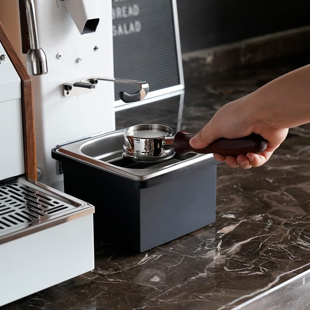 watchget Espresso Coffee Knock Box, Durable Stainless Steel Dump Bin for Coffee Grounds, Removable Non-Slip Base, Coffee Grounds Container for
