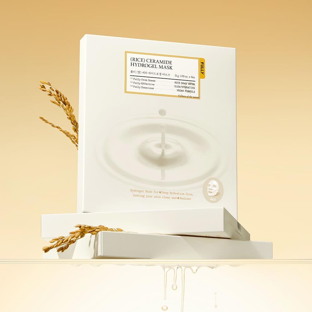 FULLY Rice Cera Hydrogel Mask 31g (4ea) Deep Hydration Skin Radiance