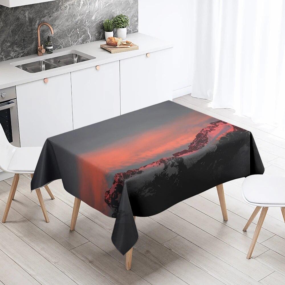 Sunrise Sunset Scenery Tablecloth Restaurant Table Decoration Stain Resistant Waterproof Rectangular  Home