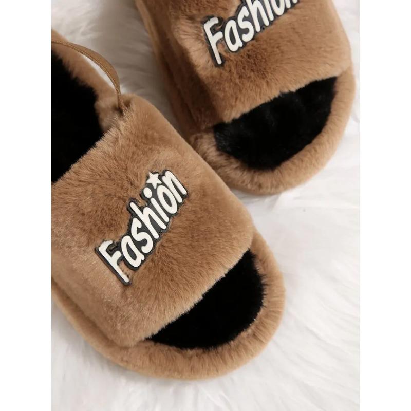 Warm Winter Slippers Fashion Women's Plush Thick-soled Flat Indoor Women's Slippers Non Slip Comfort Bedroom Slippers