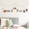 Hanging Photo Display Wooden Bead Garland Boho Wall Hanging For Bedroom Living Room Dorm Party Decor Teen Girl Gifts