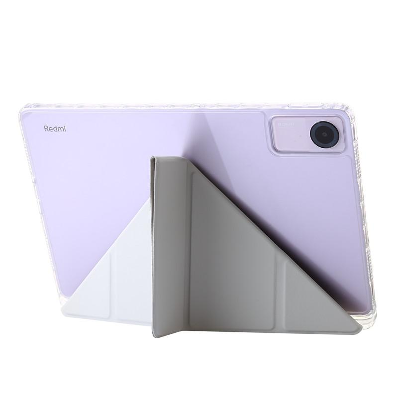 11" Smart Folio PU Leather Acrylic Hard Back Stand Cover for Redmi Pad SE Case with Pencil Holder Foldable Protective Skin Feel